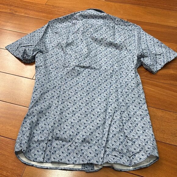 NWT Ted Baker Blue Barhill Square Ombre geometric Shirt Size 2 US S - Picture 7 of 12